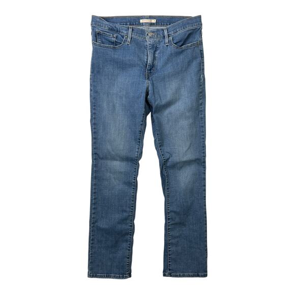 Levi’s 314 Shaping Straight Mid Rise Stretch Denim Jeans Medium Wash Womens 32 - Picture 1 of 7